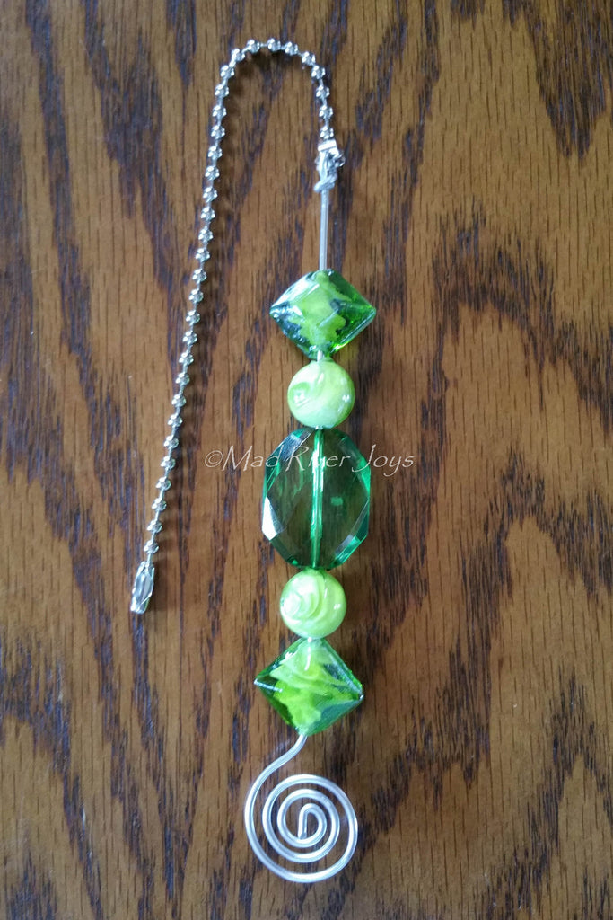 Pulls--Green Glass and Acrylic Beaded Ceiling Fan/Light Pull