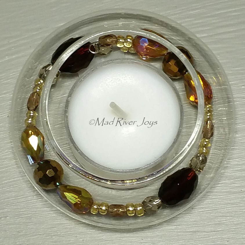 Tea Lights--Floating--Fall Brown Beaded Tea Light Set