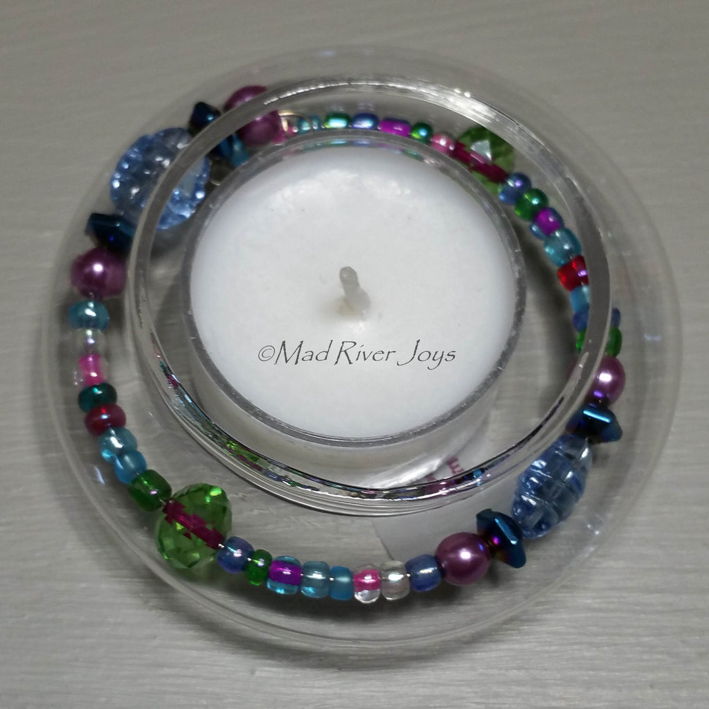 Tea Lights--Floating--Blue Berry Beaded Tea Light Set