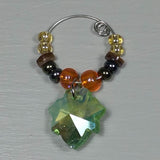 Wine Glass Charms--Glass Crystal Leaf--Orange AB