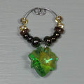 Wine Glass Charms--Glass Crystal Leaf--Bronze
