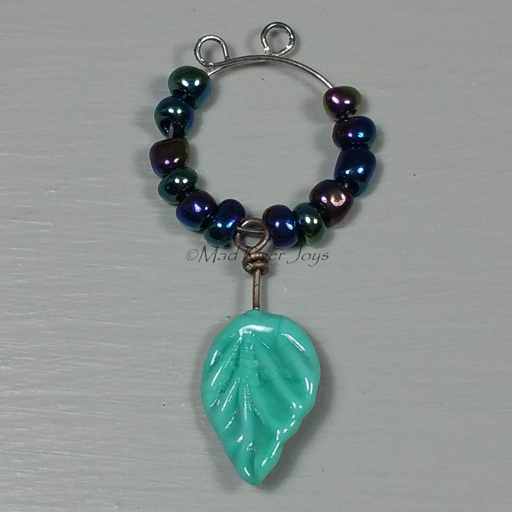 Wine Glass Charms--Lampwork Leaf--Celadon