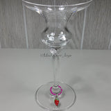 Wine Glass Charms--Lampwork Strawberry--Light Pink