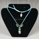 Necklace--Pink and Blue Glass Bead with Star Charms