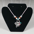 Necklace--Pink Feather/Butterfly Dangle