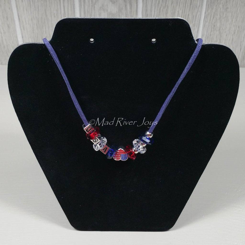 Necklace--Dark Blue USA Charm