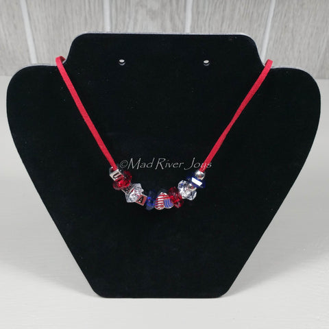 Necklace--Red USA Charm