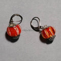 Earrings--Big Bead--Striped Vermillion