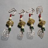 Ornament Hanger--Gold and Glass Pearl Christmas--One