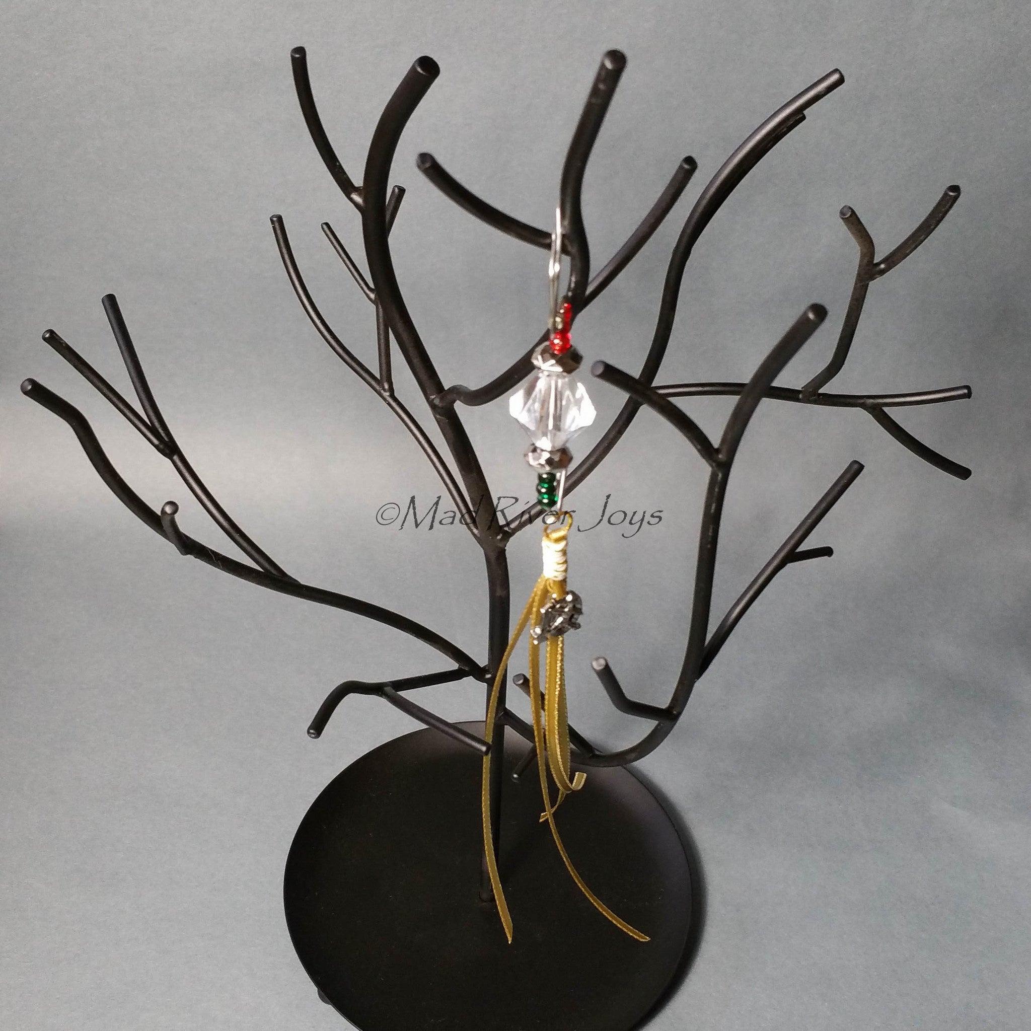 Ornament Hanger--Silver and Acrylic Crystal Christmas--Set of 4