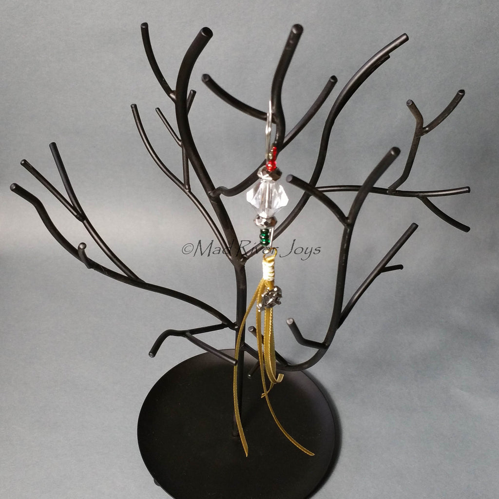 Ornament Hanger--Silver and Acrylic Crystal Christmas--One