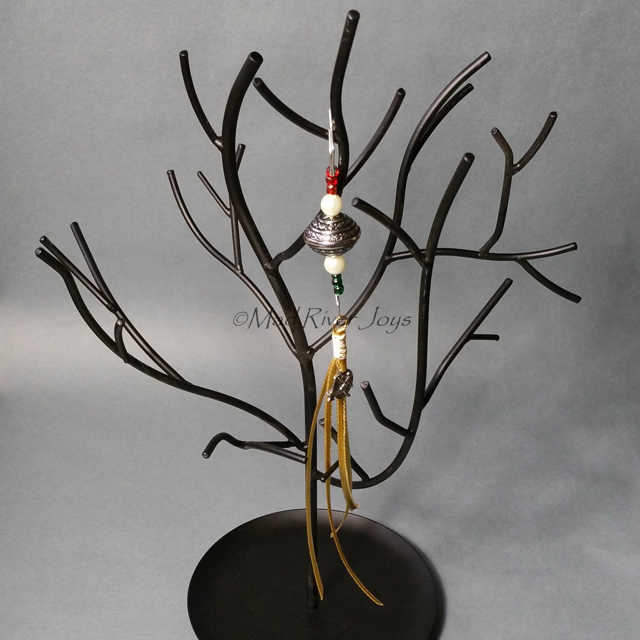 Ornament Hanger--Silver and Glass Pearl Christmas--Set of 12