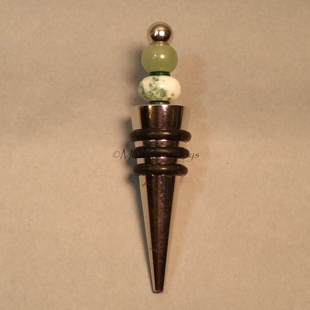 Bottle Stopper--Green Aventurine and Tree Agate