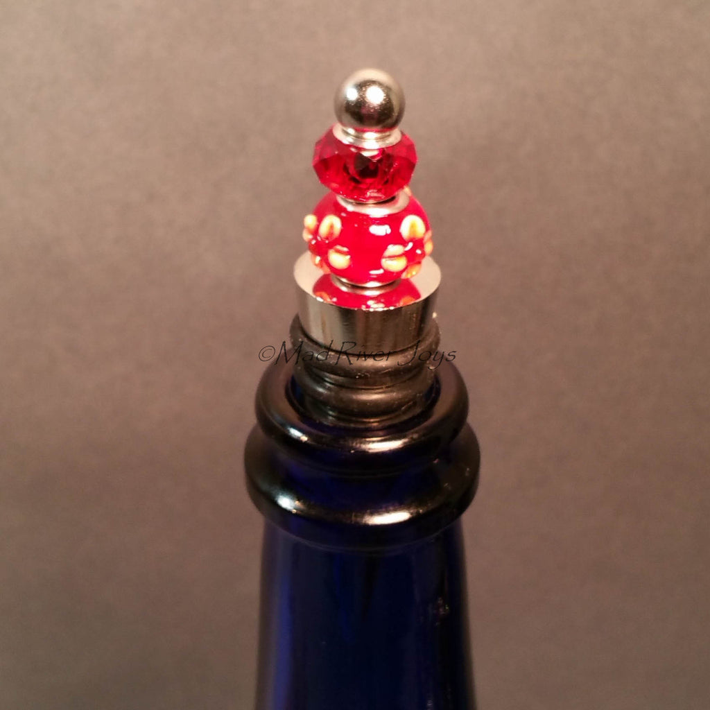 Bottle Stopper--Red Floral