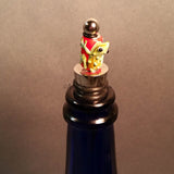 Bottle Stopper--Large Green Lampwork Frog on Red Glass Bead