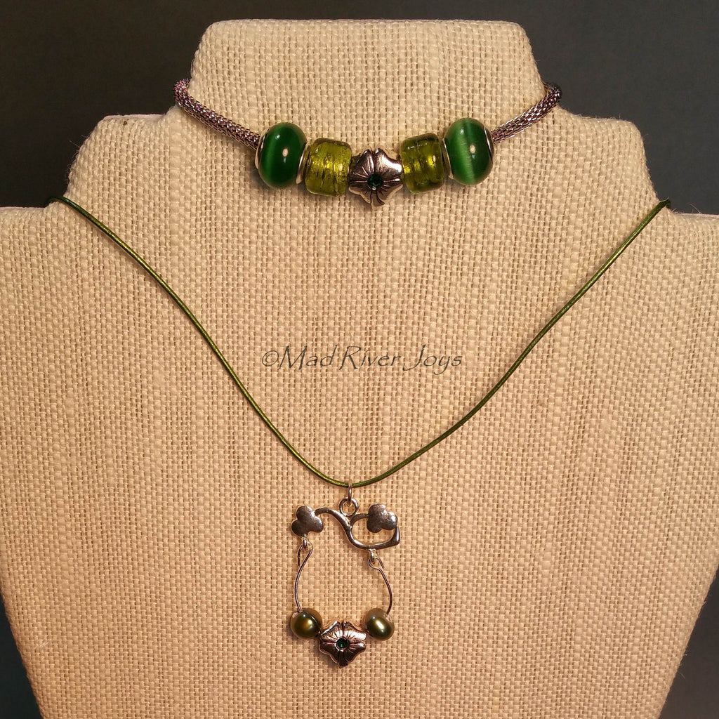 Necklace--Shamrocks and Pearls