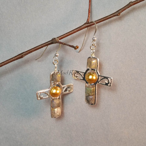 Earrings--Silver Cross--God's Shining Light