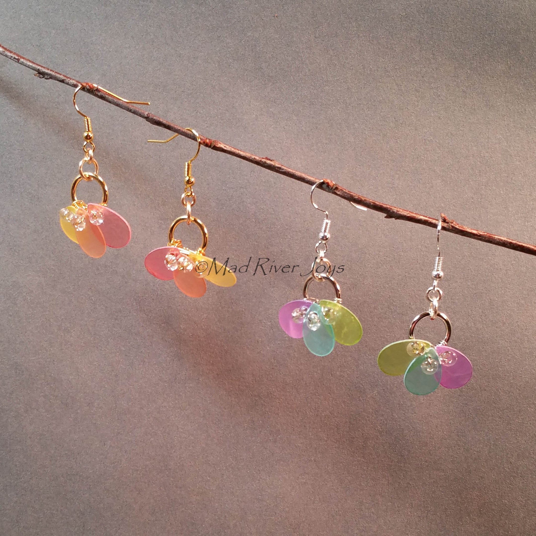 Earrings--Capiz Fan--Teal/Silver