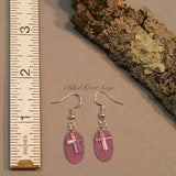 Earrings--Crystal Cross--Purple/Silver