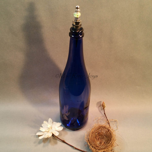 Bottle Stopper--Pink Flowers Glass Bead