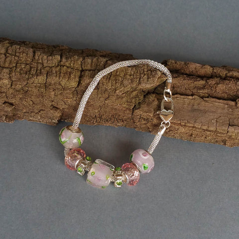 Bracelet--Chain--Pink Floral