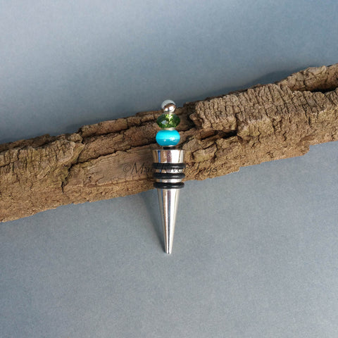 Bottle Stopper--Turquoise and Green