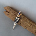 Bottle Stopper--Large Brown Lampwork Frog on Dark Blue Glass Bead