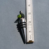 Bottle Stopper--Small Green Lampwork Frog on Black Glass Bead