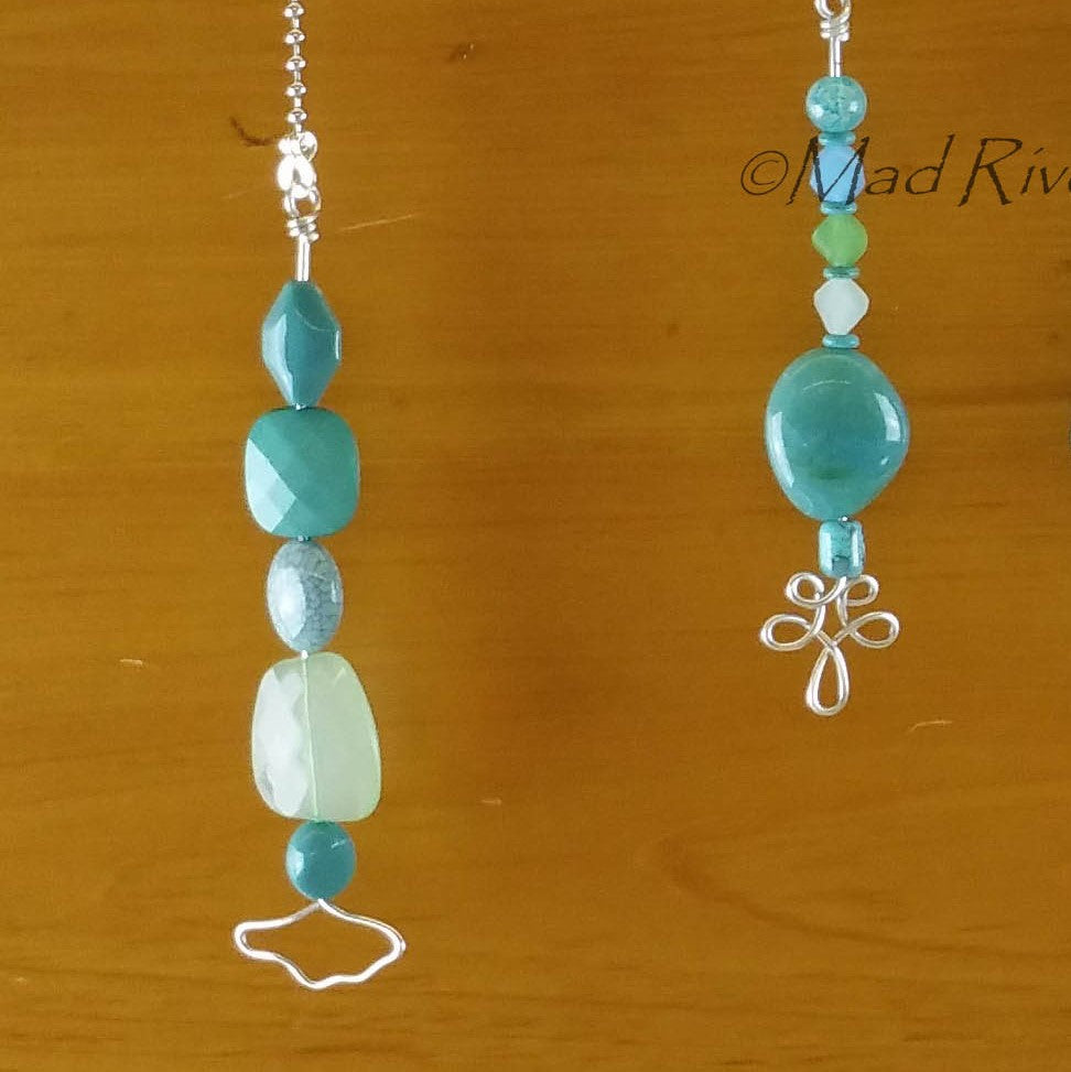 Pulls--Turquoise Acrylic with Ginkgo Beaded Ceiling Fan/Light Pull