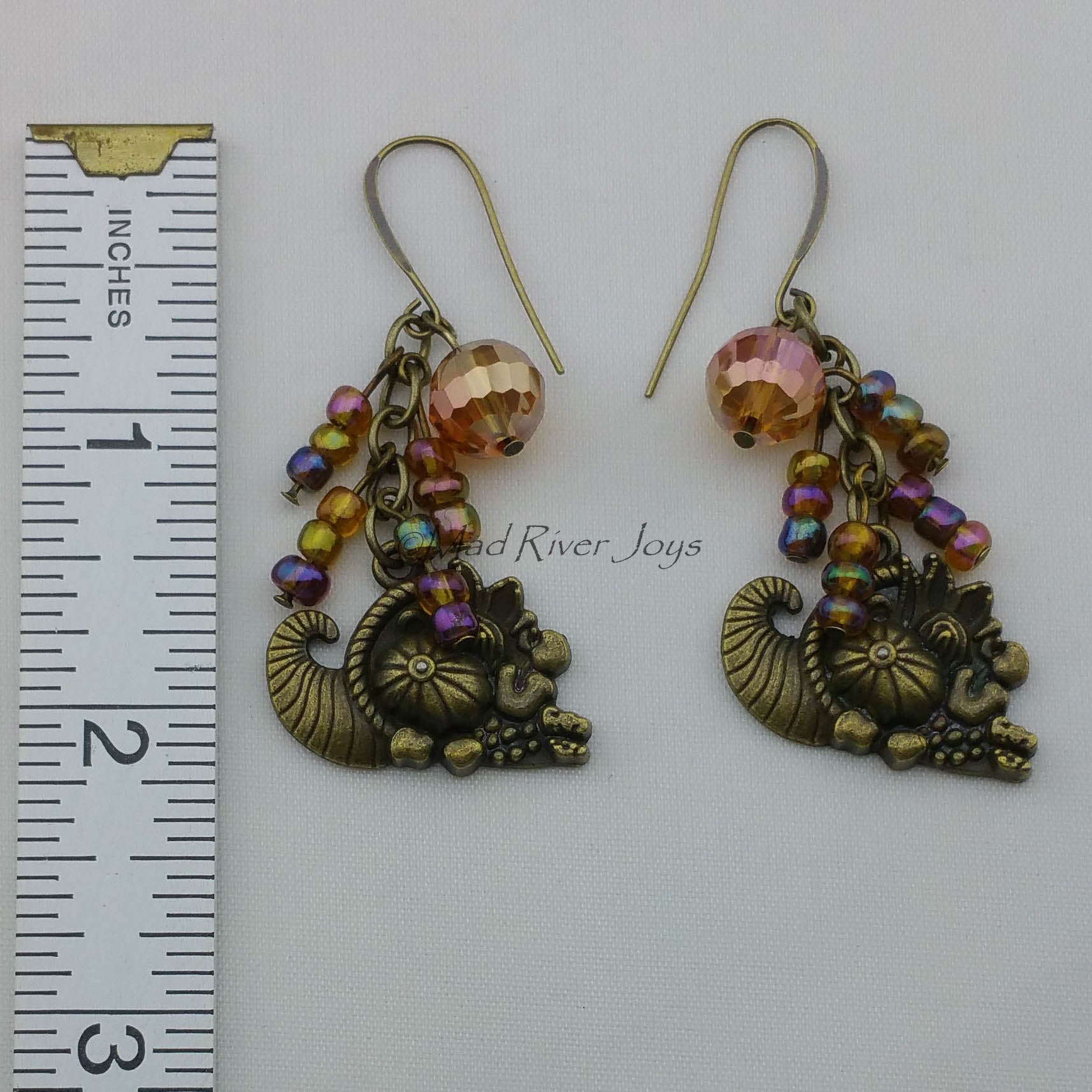 Earrings--Cornucopia--Large Brass