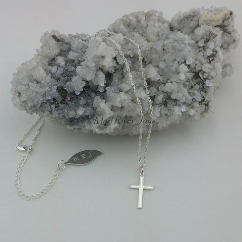 Necklace--Cross--Textured Silver