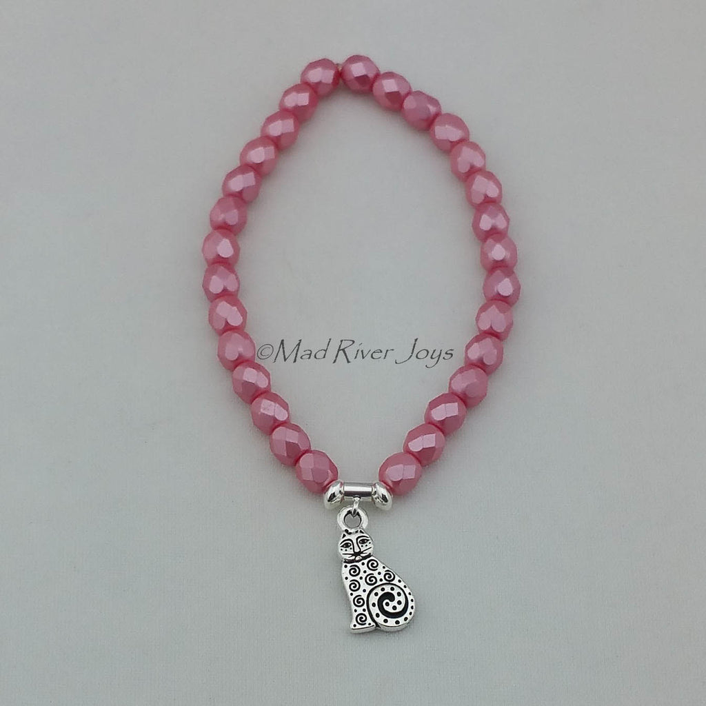 Bracelet--Stretch--Swirly Kitty